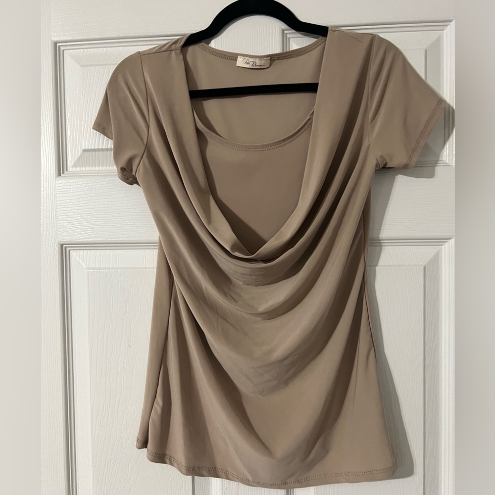 Beige solid colored blouse